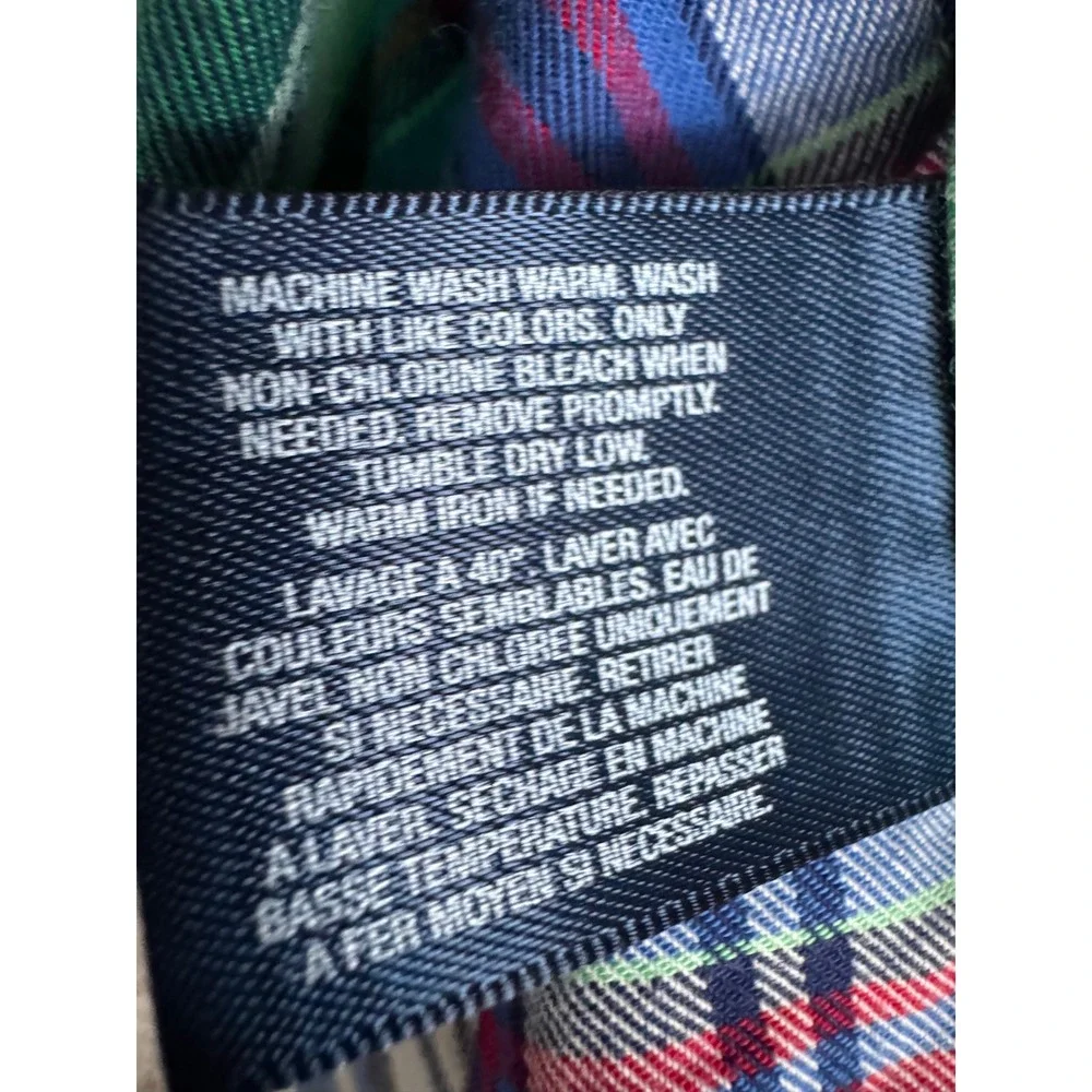 Ralph Lauren Boys Flannel Button Down Shirt‎ Green Blue Plaid Logo Size M 10-12